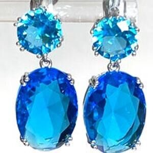 Earrings Blue 1" Double Drop Dangle Pierced Post Jennifer Behr STYLE NEW AU22